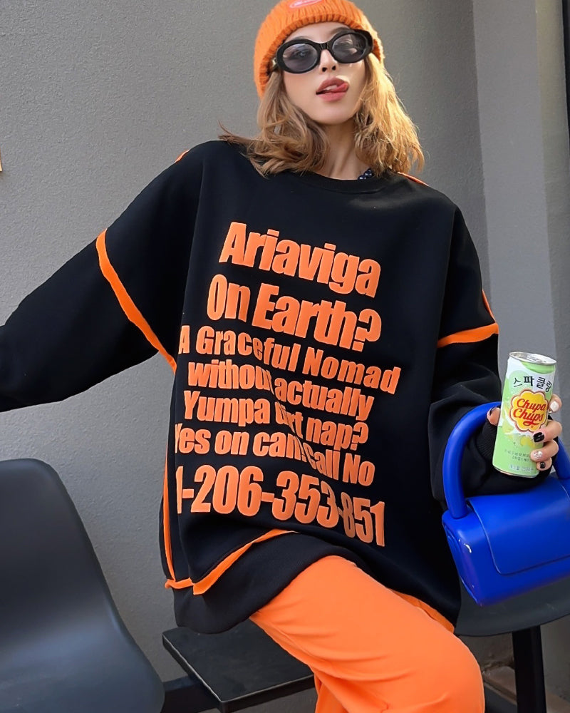 Trendy Fashion 3D Letter Oversized Plus Size Casual Sweatshirt