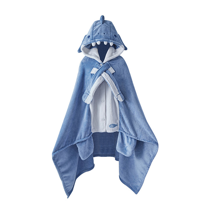Cute Cartoon Shark Plush Hooded Cape Blanket