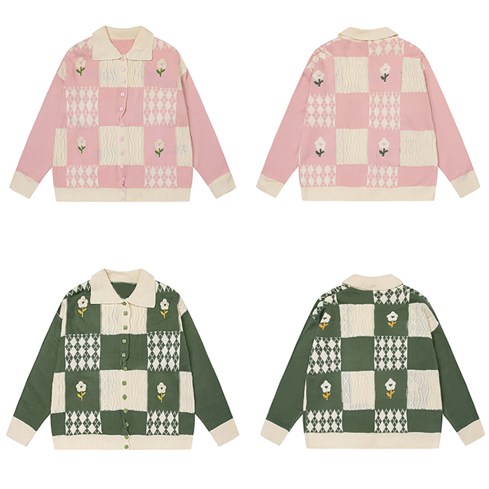 Floral Button Up Sweater Cardigan Knitwear
