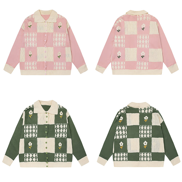 Floral Button Up Sweater Cardigan Knitwear