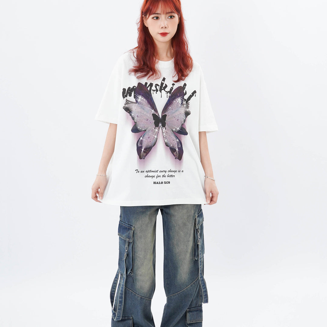 American Vintage Butterfly Short Sleeve Oversized T-shirt