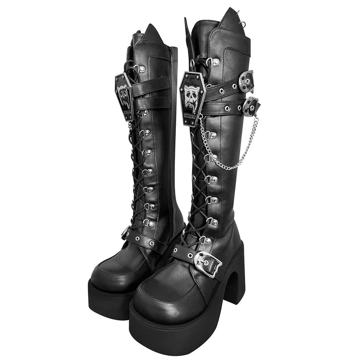 Gothic Knee High Lace Up Boots