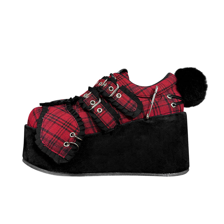 Harajuku Red plaid Platform shoes