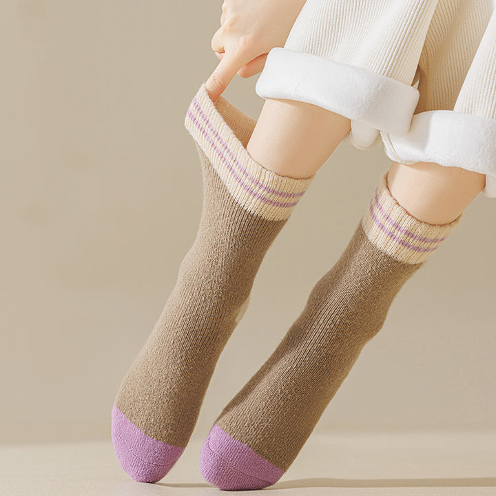 Purple Heart Thickened Autumn/Winter Socks 2 pairs / set