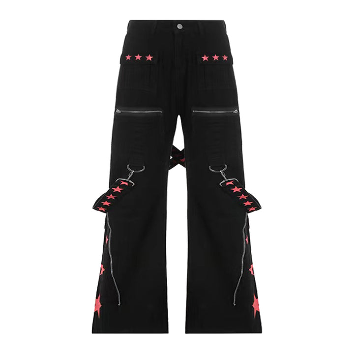 Star Zipper Street-style Long Pants