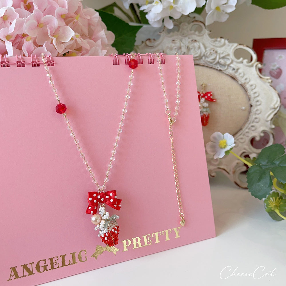 Strawberry Bow Necklace