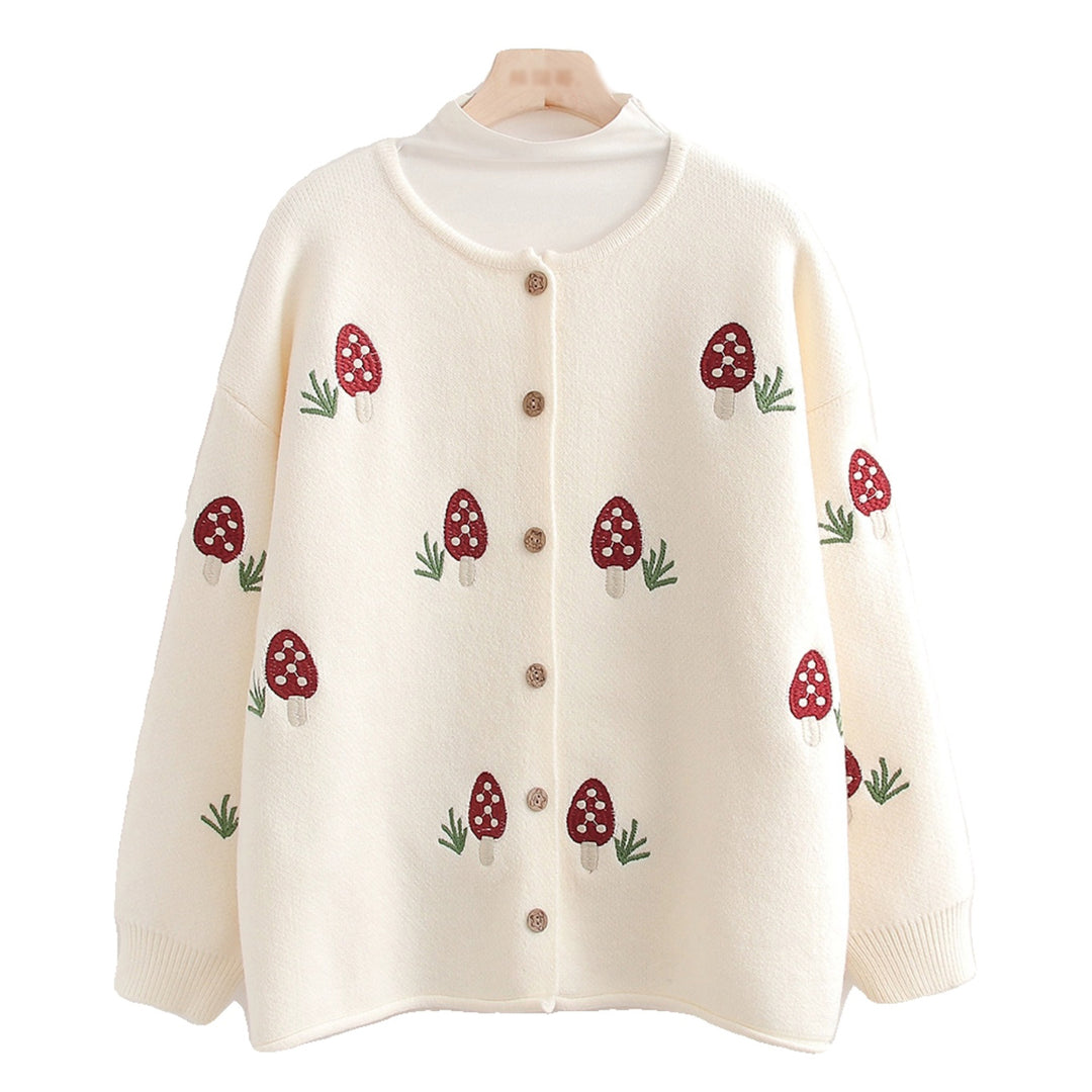 Cute Strawberry Embroidered Sweater Cardigan