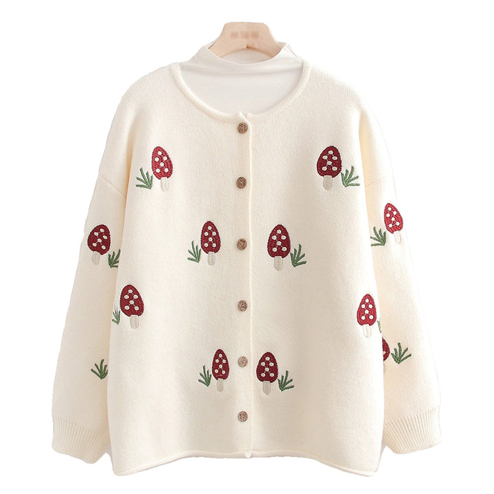 Cute Strawberry Embroidered Sweater Cardigan