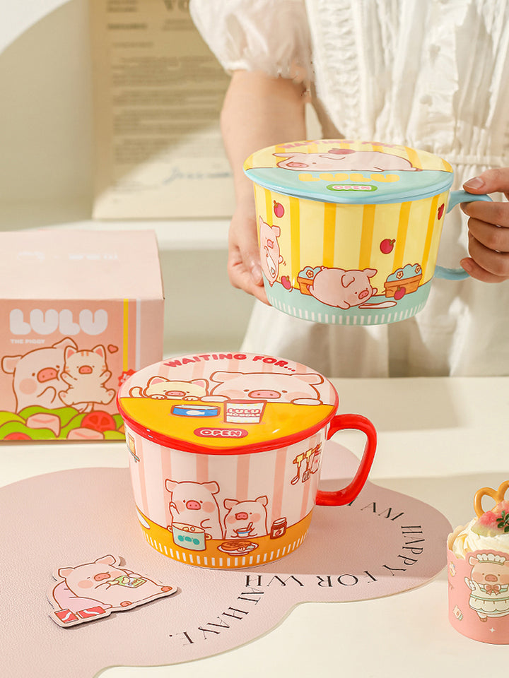 Cute Cartoon Pig Ramen Bowl