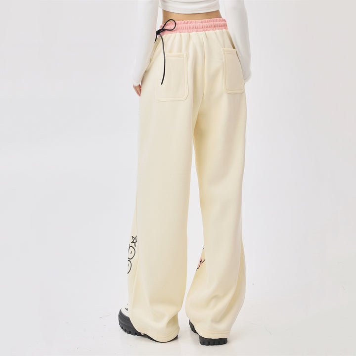 Bow Heart Star Print Straight Leg Casual Pants