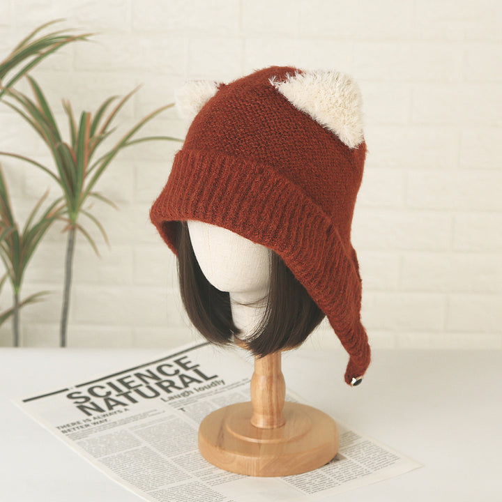 Fox Plush Knit Beanie