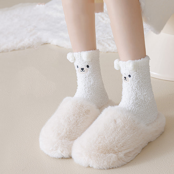 Cartoon Bear Thickened Autumn/Winter Socks 2 pairs/set