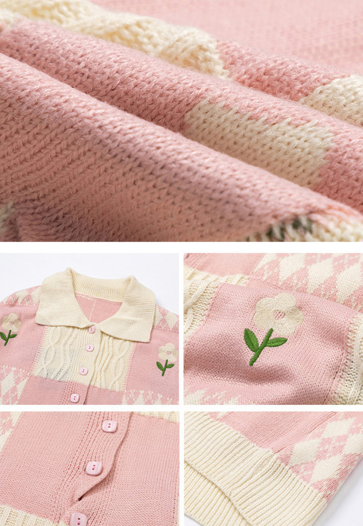 Floral Button Up Sweater Cardigan Knitwear