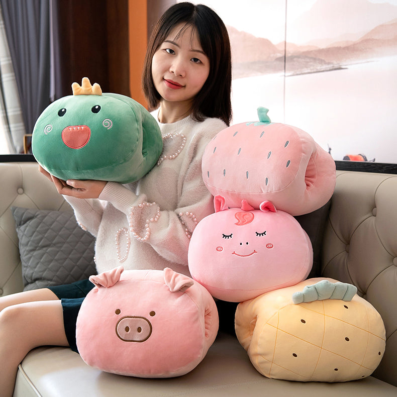 Cute Animal Fruit Plush Pillow Hand Warmer