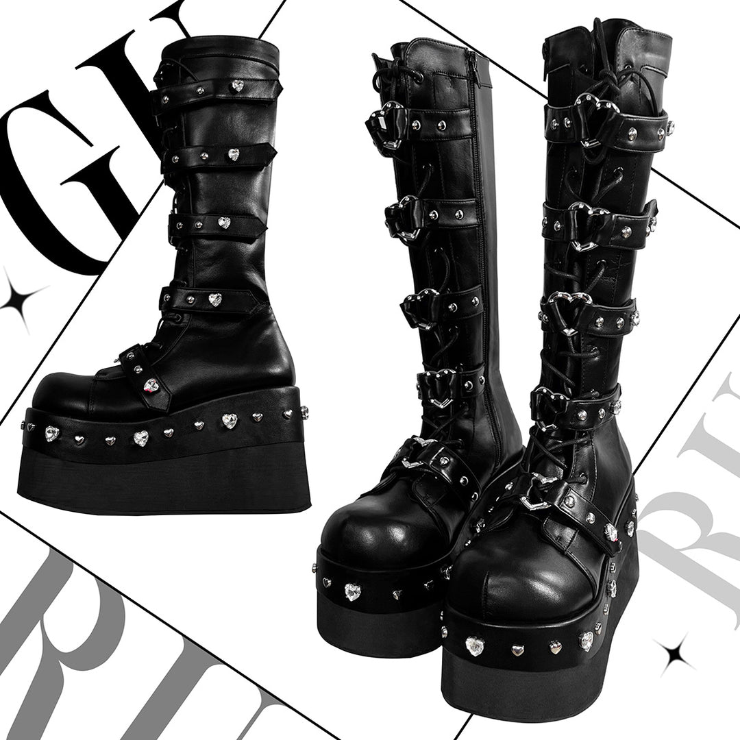 Gothic Rivets and Buckles Platform Boots