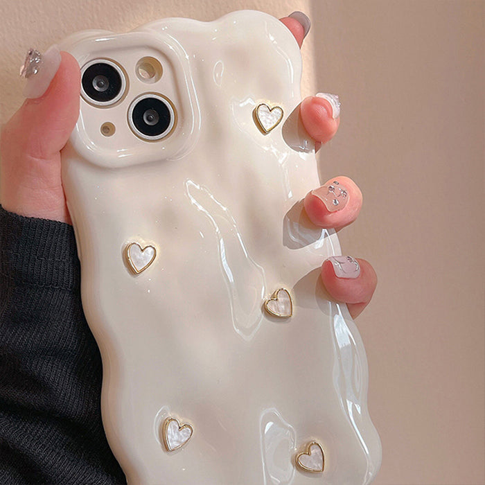 Chic White 3D Love Heart iPhone Case