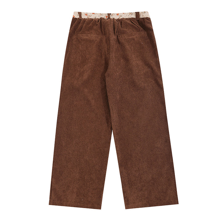 Brown Corduroy Wide Leg Lantern Pants for Autumn/Winter