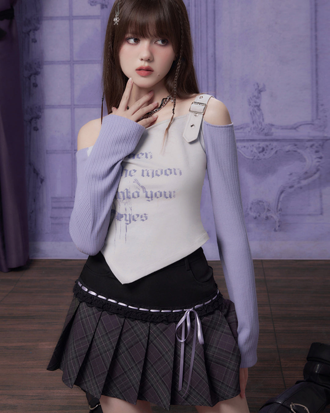 Purple slim-fit short-length long-sleeve top