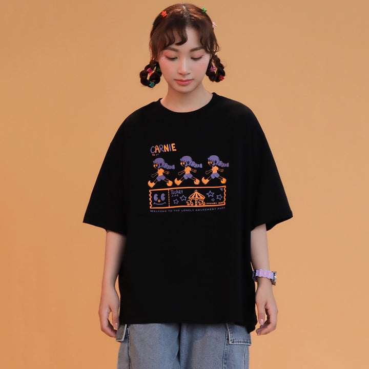 Japanese College -style Loose-fit Summer Short-sleeved Round-neck T-shirt