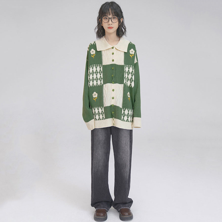 Floral Button Up Sweater Cardigan Knitwear