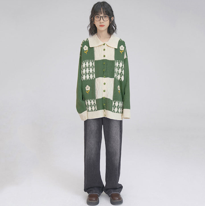 Floral Button Up Sweater Cardigan Knitwear