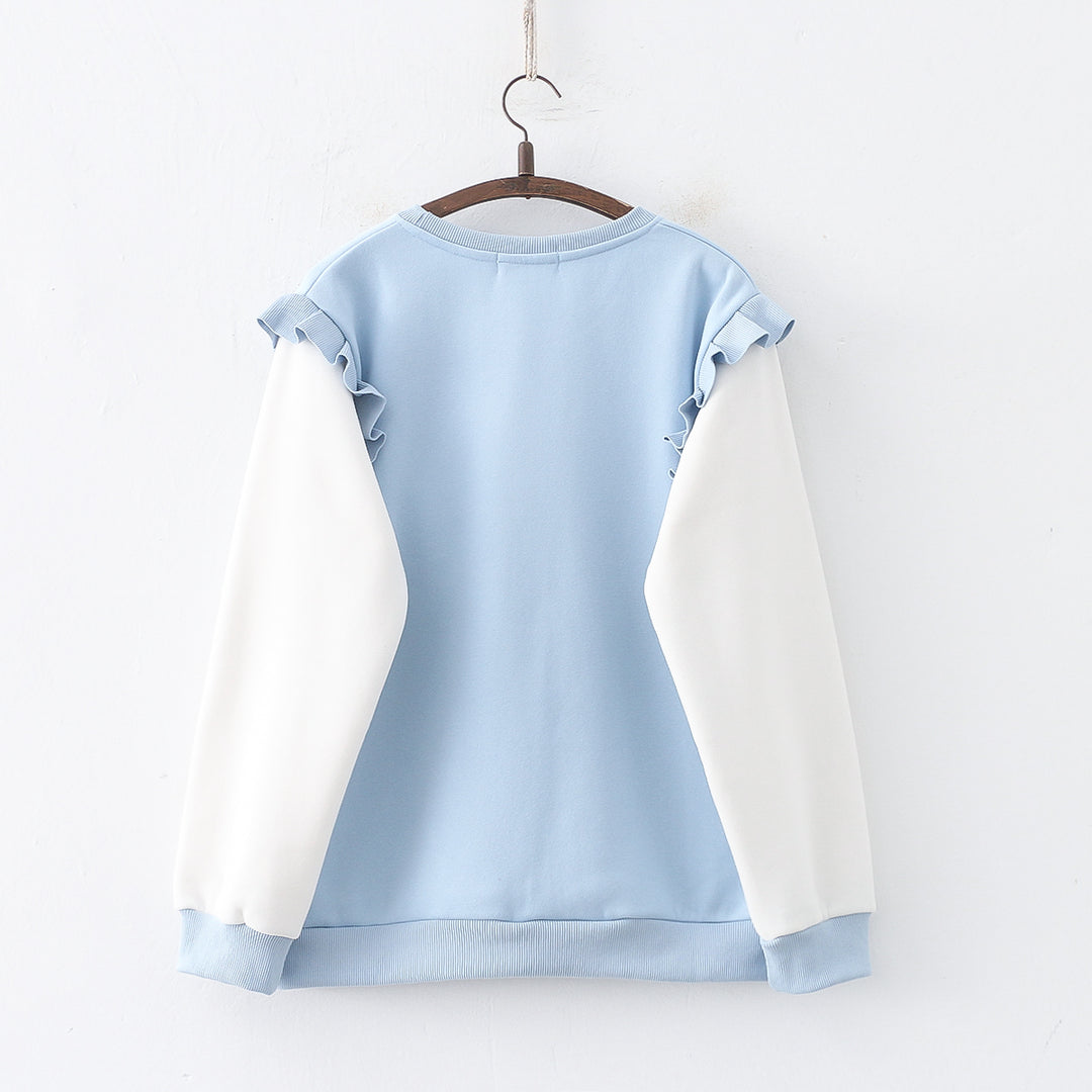 Cartoon Rabbit Round Neck Thick Hoodie