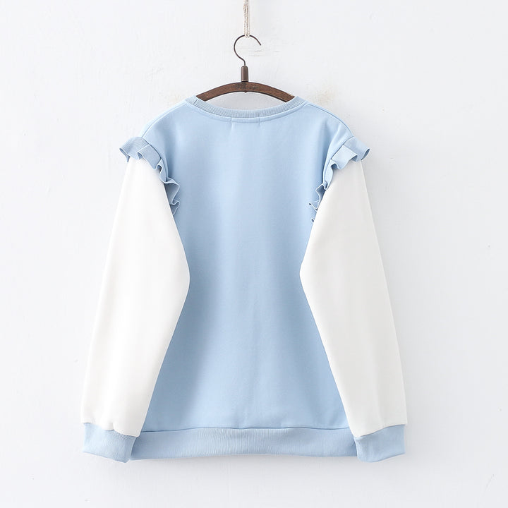 Cartoon Rabbit Round Neck Thick Hoodie
