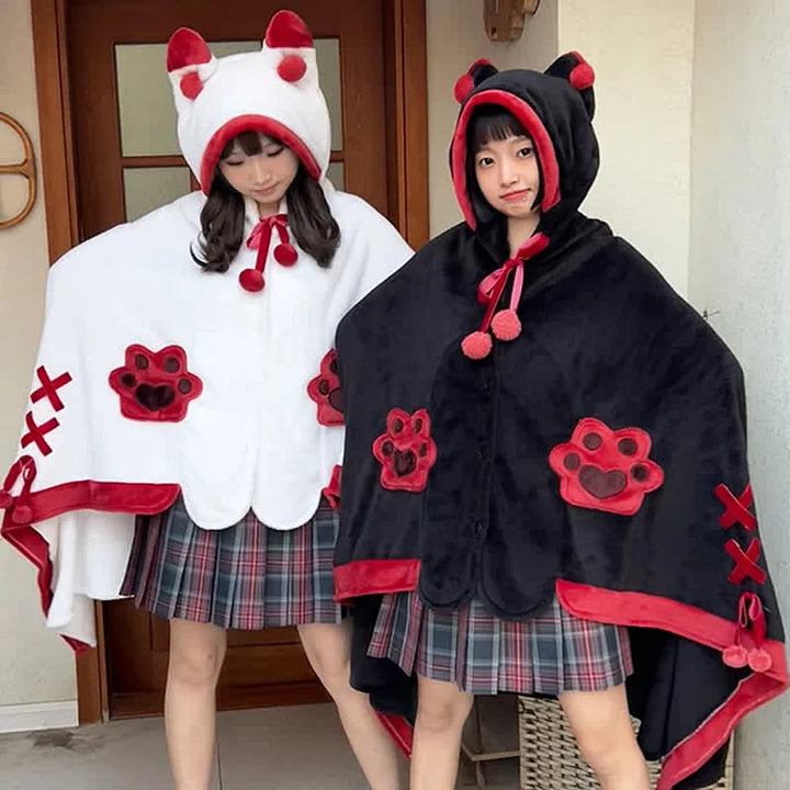 Cartoon Fox Plush Wearable Hooded Blanket