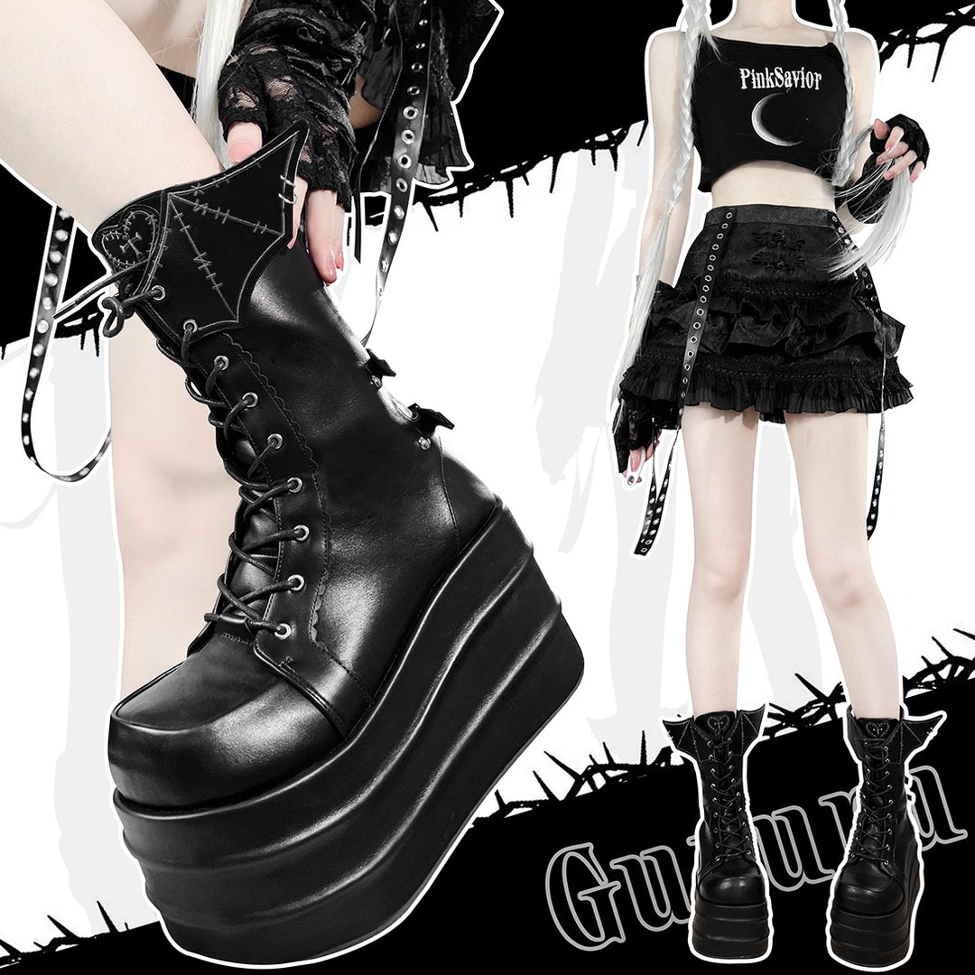 Gothic Punk Bat Platform Boots