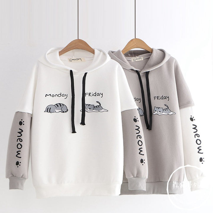 Monday Friday Meow Paw Print Hoodie