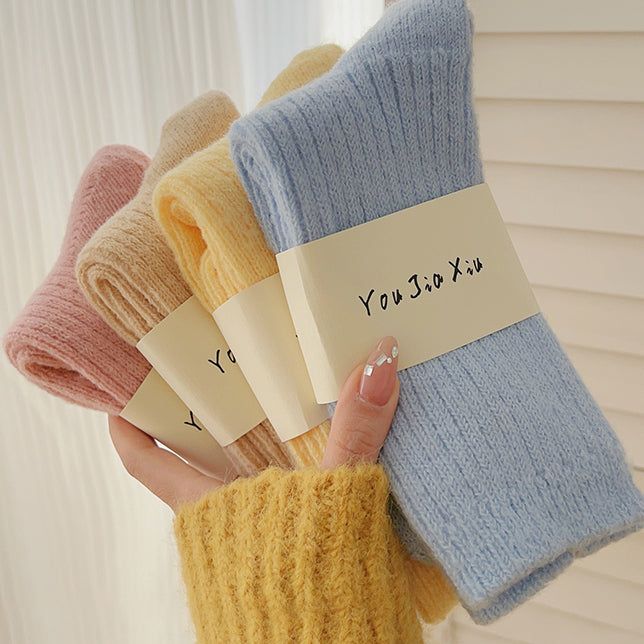 Japanese Solid Color Thickened Autumn/Winter Socks 2 Pairs /Set