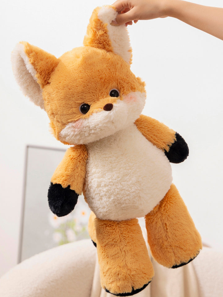Adorable Fox and Wolf Plush Toys in Denim Overalls