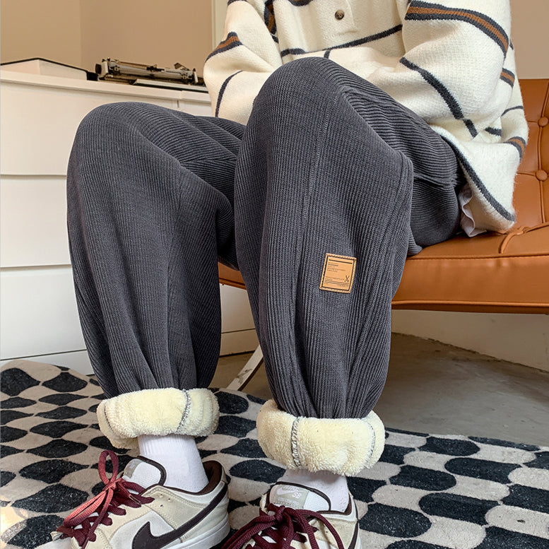 Winter Fleece Thickened Loose-Fit Harem Casual Pants