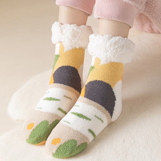Oil Painting Pattern Wool Plush Winter Thick Socks