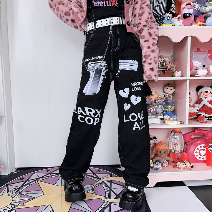 Japanese-style Harajuku Capri Straight-leg Jeans
