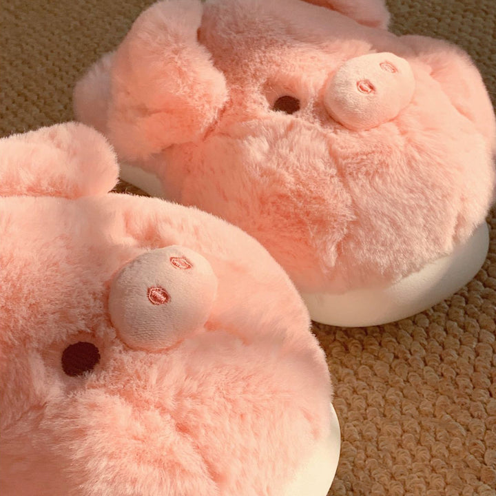 Cute Pink Pig Plush Slippers