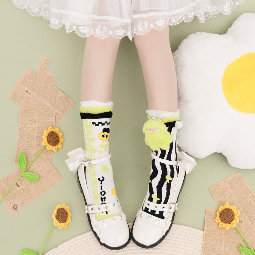 Cartoon Flowers Cotton Socks