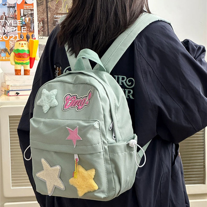 Stars Letters Embroidery School Backpack