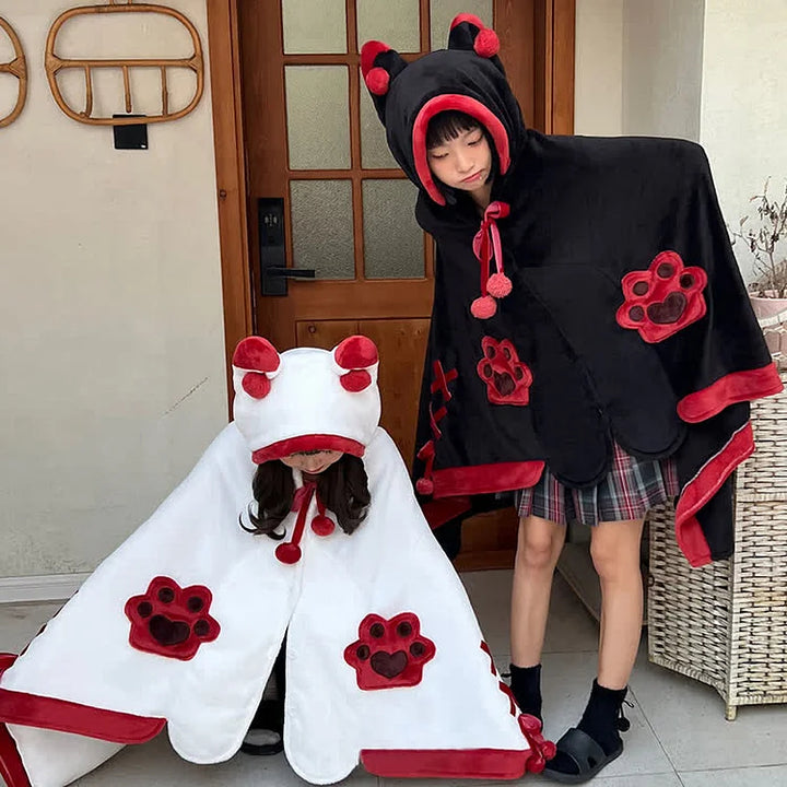 Cartoon Fox Plush Wearable Hooded Blanket