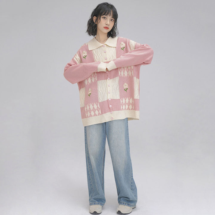 Floral Button Up Sweater Cardigan Knitwear