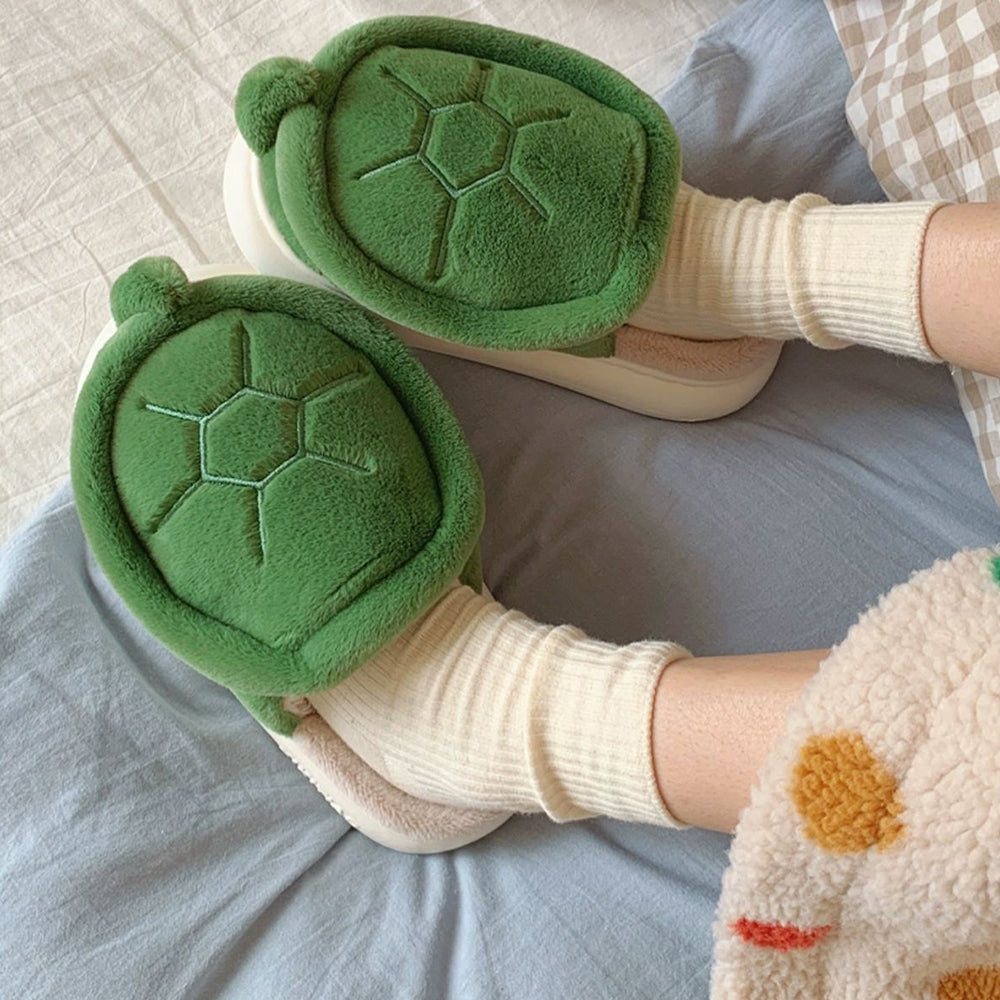 Cute Fleece Turtle Slippers