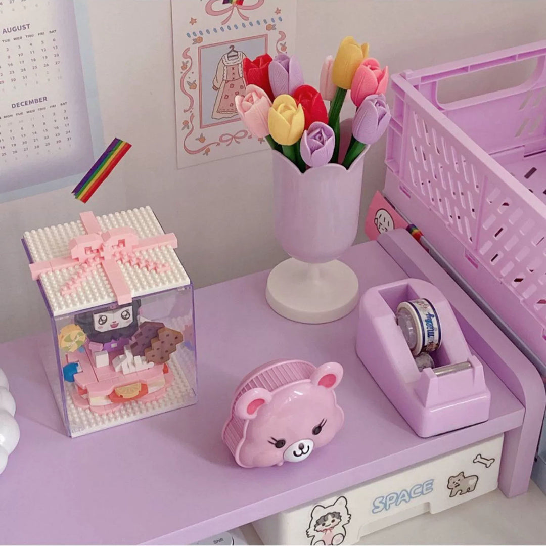 Pastel Color Wooden Shelf Rack-Pink-Yellow-Purple-White