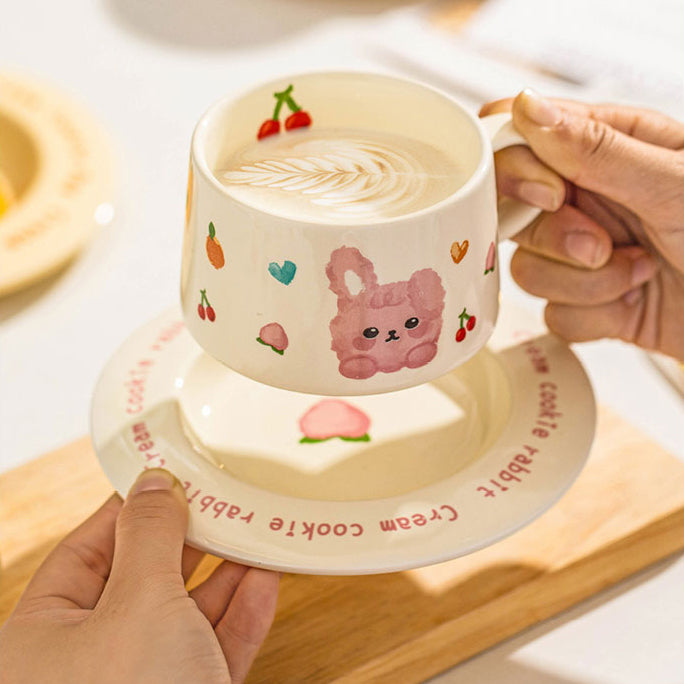 Cartoon Bear Rabbit Ceramic Mug Set