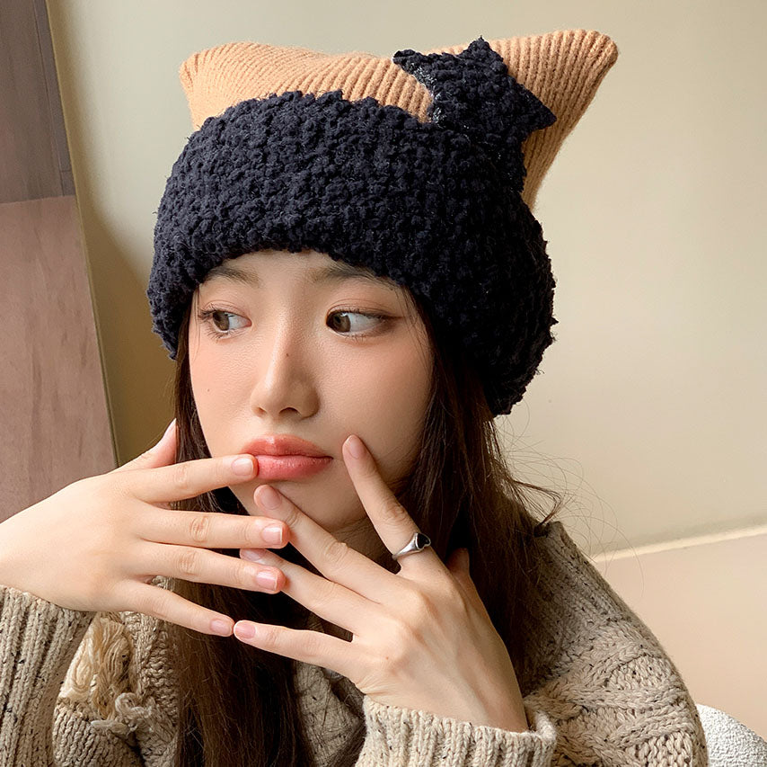 Cat Ears Star Knitted Hat
