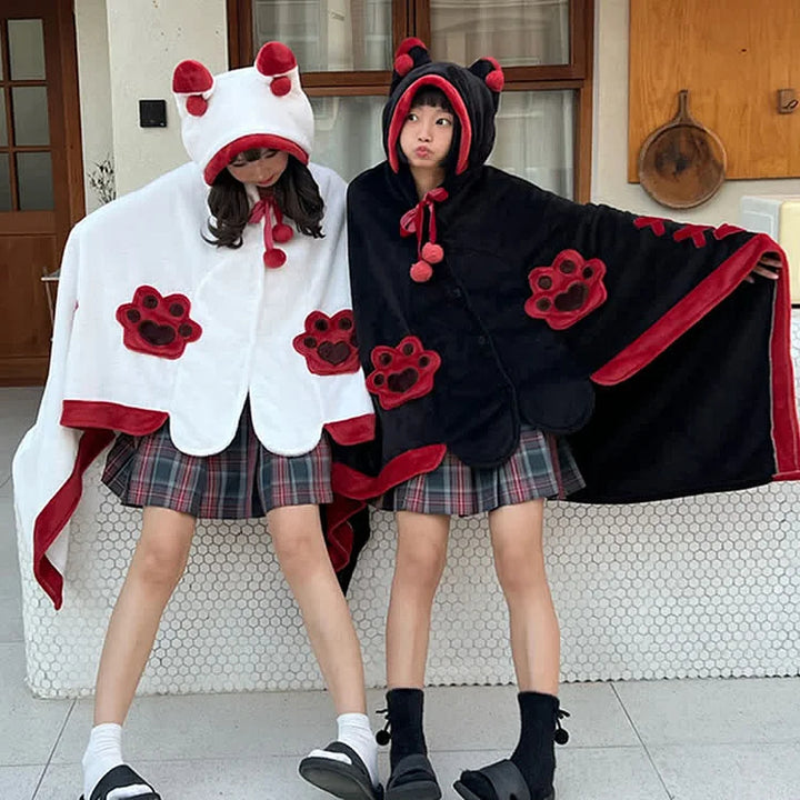 Cartoon Fox Plush Wearable Hooded Blanket