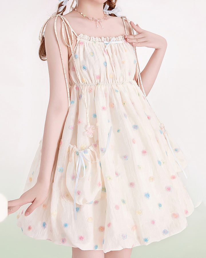 Small Floral Polka Dot Bud Dress Halter Dress