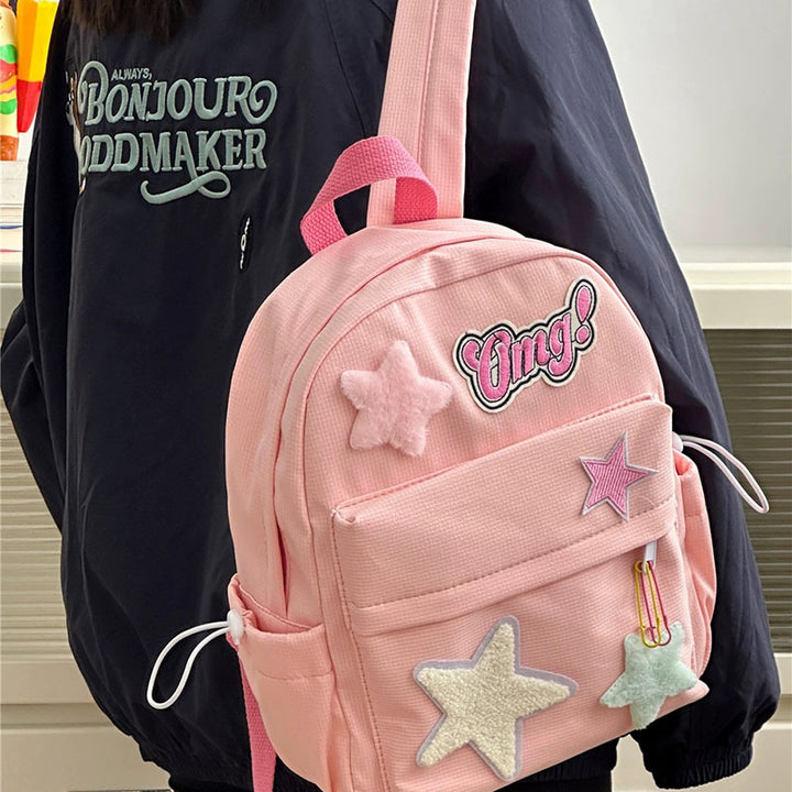 Stars Letters Embroidery School Backpack