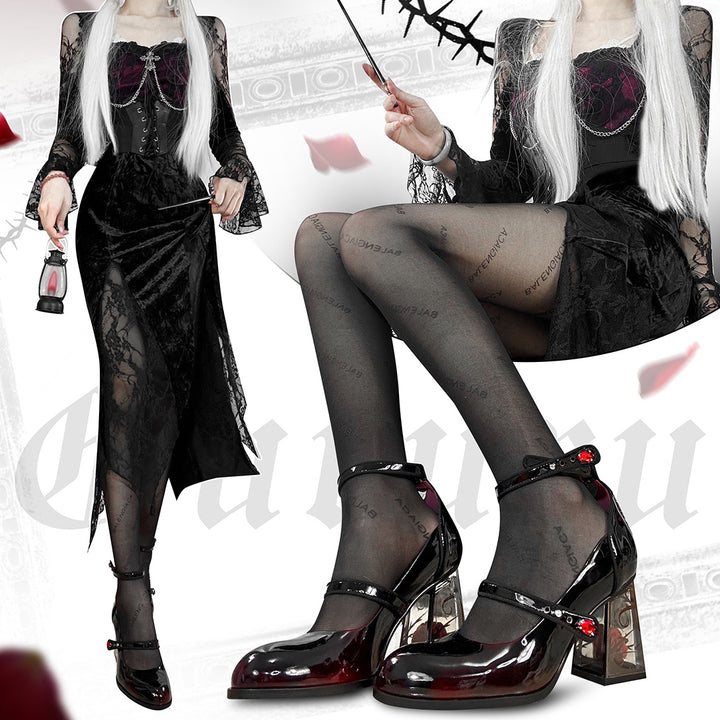 Gothic Rose Black High Heel
