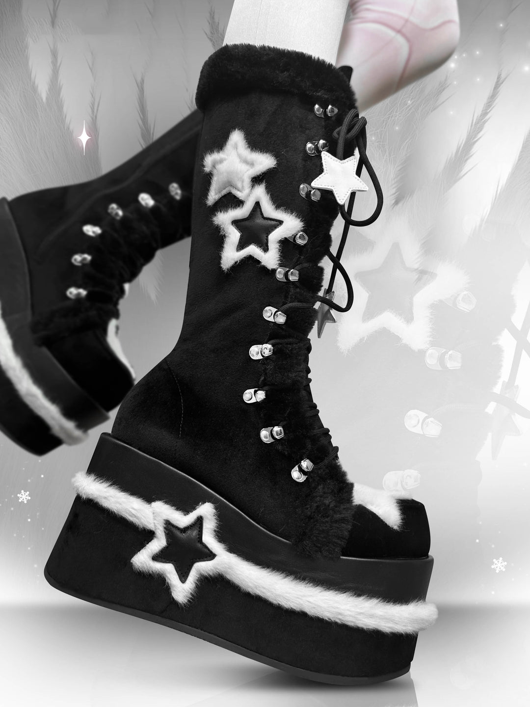 Star Fleece Winter Black Martin Boots