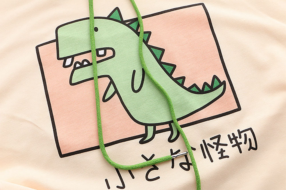 Kawaii Cartoon Dinosaur Hooded T-shirt